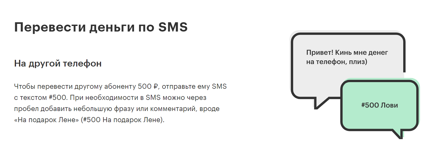 Перевод с баланса МегаФон по SMS