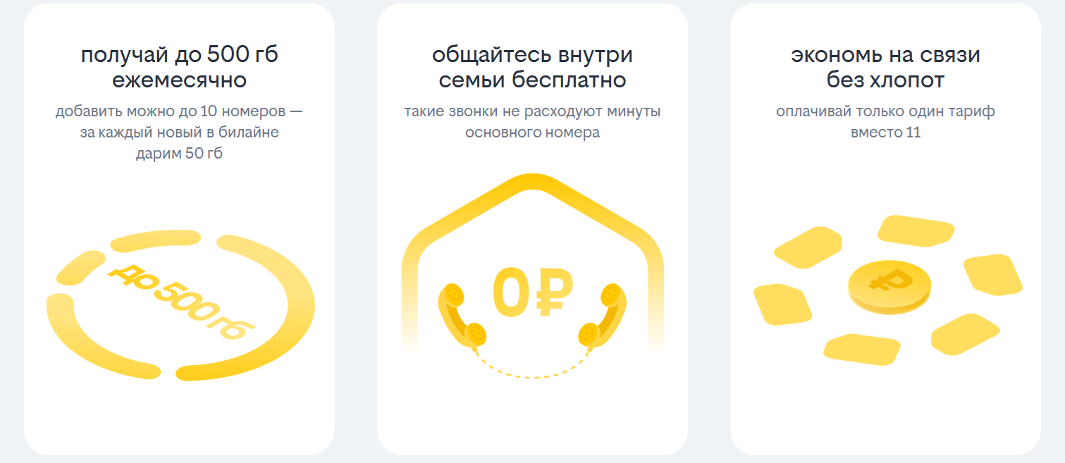 Преимущества семьи в билайн